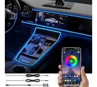 TABEN Voiture Lumière Ambiante USB Chargeur De Voiture RVB APP Contrôle Lampe Décorative DIY Refit Flexible Fibre Optique Tuyau 64 Couleurs Éclairage Intérieur Atmosphère Lumière 1W DC 12V 3m