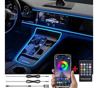 TABEN Voiture Lumière Ambiante USB RVB Télécommande + APP Contrôle Lumière Décorative Lampe DIY Refit Flexible Fibre Optique Tuyau 64 Couleurs Éclairage Intérieur Atmosphère Lumière 1W DC 12V 3m