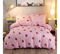 Tabeskly Fraise Rouge Fille Enfant Housse De Couette Parure De Lit 1 Personne Rose 135x200cm