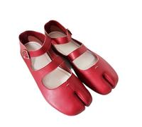 Tabi Ballerines Plates Plates à Bout Ballerines Femmes Chaussures en Cuir véritable Chaussures à Talons Plats Ballet Bride à la Cheville Pompes Sandales à Bout Fendu