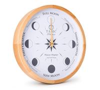 Tabic Horloge Murale Moon Phase Master - Ronde, Bois, Traditionnelle avec une touche de moderne, Teinture Naturelle, Mécanique/Mécanique, Montage mural, Moyenne à Grande