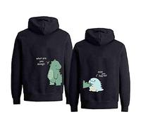 Tabiekacl Couple Sweat à Capuche Hoodie Sweatshirt Homme Femme Partenaire Hoodie Manche Longue 1 Pièce, Noir-Big Dinosaur, L