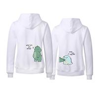 Tabiekacl Couple Sweat à Capuche Hoodie Sweatshirt Homme Femme Partenaire Hoodie Manche Longue 1 Pièce, Blanc-Big Dinosaur, S