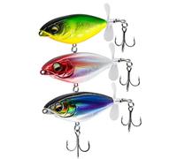 TABKSOLA Poissons Nageur Flottants, Leurre Whopper Plopper pour Bar, Leurre Flottant pour Le Bar avec Une Queue en Hélice, Convient à l'eau Douce ou Salée(SMT-A5)