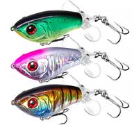 TABKSOLA Poissons Nageur Flottants, Leurre Whopper Plopper pour Bar, Leurre Flottant pour Le Bar avec Une Queue en Hélice, Convient à l'eau Douce ou Salée(SMT-A4)