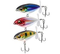 TABKSOLA Poissons Nageur Flottants, Leurre Whopper Plopper pour Bar, Leurre Flottant pour Le Bar avec Une Queue en Hélice, Convient à l'eau Douce ou Salée.
