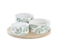 TABLA APERITIVO SET 4 GRES BAMBU 18X18X1 HOJAS