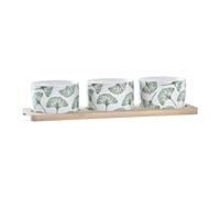 TABLA APERITIVO SET 4 GRES BAMBU 28X9,7X1,5 HOJAS
