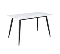 Table 130 x 70 cm céramique blanc marbré pieds métal noir - RYDER 2 Meubletmoi