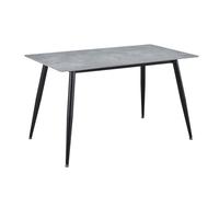 Table 130 x 70 cm céramique gris béton pieds métal noir - RYDER 2 Meubletmoi