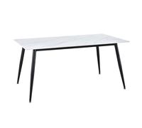 Table 160 cm céramique blanc marbré pieds évasés métal noir - RYDER 2 Meubletmoi