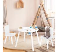 Table + 2 chaises enfant candice avec espace de rangement en bois blanc