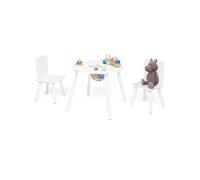 IDMarket Table et 2 chaises enfant Candice avec espace de rangement en bois blanc