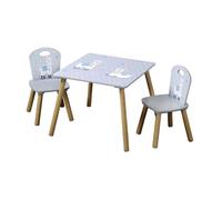 Table + 2 chaises pour enfant ""Alpaca"" - Bleu/Marron - 55 x 55 cm