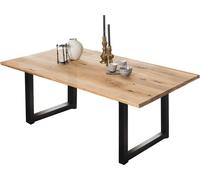 Table 220x100cm chêne sauvage métal Table de salle à manger Table de cuisine
