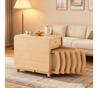 Table À Abattant Rétractable en Bois Massif avec Tiroir De Rangement, for Salon Hospitalité Bureau Portable Extensible Robuste,1.3m