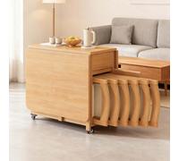 Table À Abattant Rétractable en Bois Massif avec Tiroir De Rangement, for Salon, Hospitalité, Bureau Portable Extensible Robuste Et Facile À in,1.4m