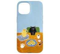 Table à Biscuits Chat Noir Dessin animé scène d'art de thé de l'après-midi Coque pour iPhone 15