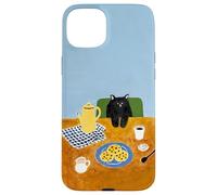 Table à Biscuits Chat Noir Dessin animé scène d'art de thé de l'après-midi Coque pour iPhone 15 Plus