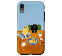 Table à Biscuits Chat Noir Dessin animé scène d'art de thé de l'après-midi Coque pour iPhone XR