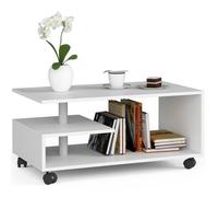 Table à café AKORD sur roulettes VINI Blanche 90 cm couleur Blanc 90x51x40 cm