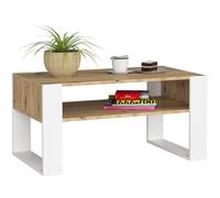 Table à café table basse DOMI Chêne Artisan 92 cm couleur Blanche 92x53x45 cm