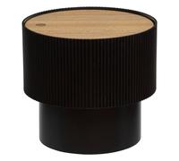 Atmosphera Table basse coffre Enola noire D 38,5 x H 35 cm Plateau effet bois design cannelé