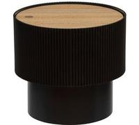 Atmosphera Table basse coffre Enola noire D 38,5 x H 35 cm Plateau effet bois design cannelé