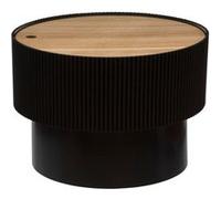 Atmosphera – Table basse Enola – placage frêne – D55 cm – Noir – avec coffre de rangement
