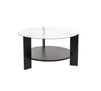 Table à café élégante, 75 x 40 x 75 cm, Plateau en 100% Verre trempé, Cadre en Particules 100% mélamine, Design élégant Noir et Transparent pour Les espaces de Vie Modernes