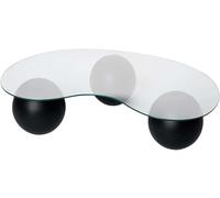 Table à café moderne rustique, noire, 120 x 70 x 30 cm | Dessus de table : 100 % verre trempé, pieds : fonte de polyuréthane | Parfait pour les espaces modernes à domicile et d'étude, design élégant