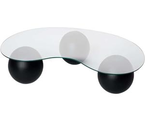 Table à café moderne rustique, noire, 120 x 70 x 30 cm | Dessus de table : 100 % verre trempé, pieds : fonte de polyuréthane | Parfait pour les espaces modernes à domicile et d'étude, design élégant