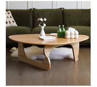 Table à Café Triangulaire, Table Centrale en Bois de Chêne, Table Centrale Moderne du Milieu du Siècle, Tables de Salon à Faible Encombrement pour Bureau à Domicile,Natural,50.3in/128cm