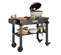 Table à chariot roulette pliable en métal pour barbecue, Support,Table à manger d'extérieur pour cuisine camping, jardin, pelouse