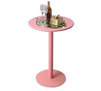 Table à cocktail rose, table de bar ronde, table de bar, bureau de bistrot, pub, avec base en métal pour bar à domicile, salle à manger, cuisine, table d'appoint/table d'appoint petite table d'appoint