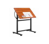 Table à Dessin Inclinable 0°-90°, Bureau pour Dessinateur avec cadre en H Noir et Plateau Marron, Table d'Architecte en Bois