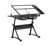 Fromm & Starck Table À Dessin Bureau Planche Table D’Architecte Architecte Inclinable Professionnelle Star_Desk_09 (Plateau 120 x 60 cm, 0-70°, Hauteur 90 cm, 2 Tiroirs, Tablettes)