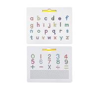 Table à dessin magnétique alphabet, bloc de jeu d'écriture éducatif 2 en 1, tablette magnétique de traçage de perles, d'exercice de lettres double face pour , garçons filles apprennent