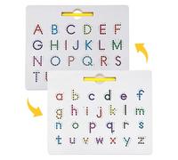 Table à dessin magnétique alphabet, bloc de jeu d'écriture éducatif 2 en 1, tablette magnétique de traçage de perles, d'exercice de lettres double face pour , garçons filles apprennent