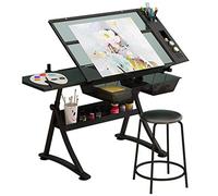 Table à dessin mobile réglable en hauteur, grand bureau inclinable avec rangement, parfait pour les travaux manuels, le bureau à domicile et les artistes