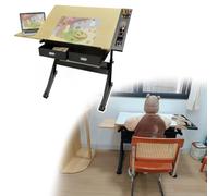Table a Dessin Peinture à Plateau Inclinable, Bureau de Loisirs Créatifs | Avec Tiroir de Rangement, Hauteur et Inclinaison Réglables (78 à 93 cm, 0 à 80°), Table de Travail Debout pour le Dessin