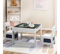 IDMarket - Table à Dessin Reversible + 2 chaises Gabriel Blanc avec bacs de Rangement