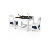 Table à dessin reversible + 2 chaises GABRIEL blanc avec bacs de rangement