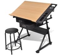 Table à dessin - VIDAXL - 20087 - Inclinable - 2 tiroirs - Tabouret inclus