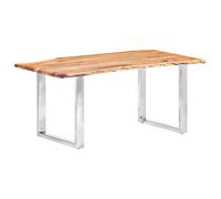 Table À Dîner À Live Edge Bois D'acacia Massif 200 Cm 3,8 Cm - Vidaxl Gris
