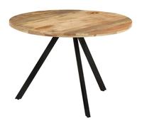 Table à dîner - Bois de manguier massif - 110x75 cm - Marron et noir - Style vintage - Montage facile