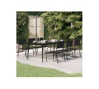 Table à dîner de jardin Noir 200x100x74 cm Acier et verre