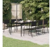 vidaXL Table à dîner de jardin Noir 200x100x74 cm Acier et verre