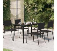 vidaXL Table à dîner de jardin Noir 140 x 70 x 74 cm Acier et verre, 21.48kg