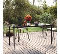 Table à dîner de jardin Noir 160x80x74 cm Acier et verre trempé